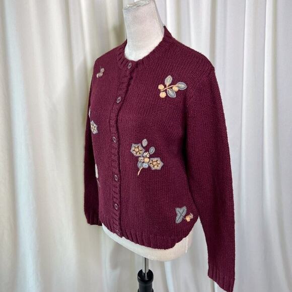 Cherokee Vintage Floral Cardigan Sweater Knit Long Sleeve Women's Small Cottage - Picture 11 of 11